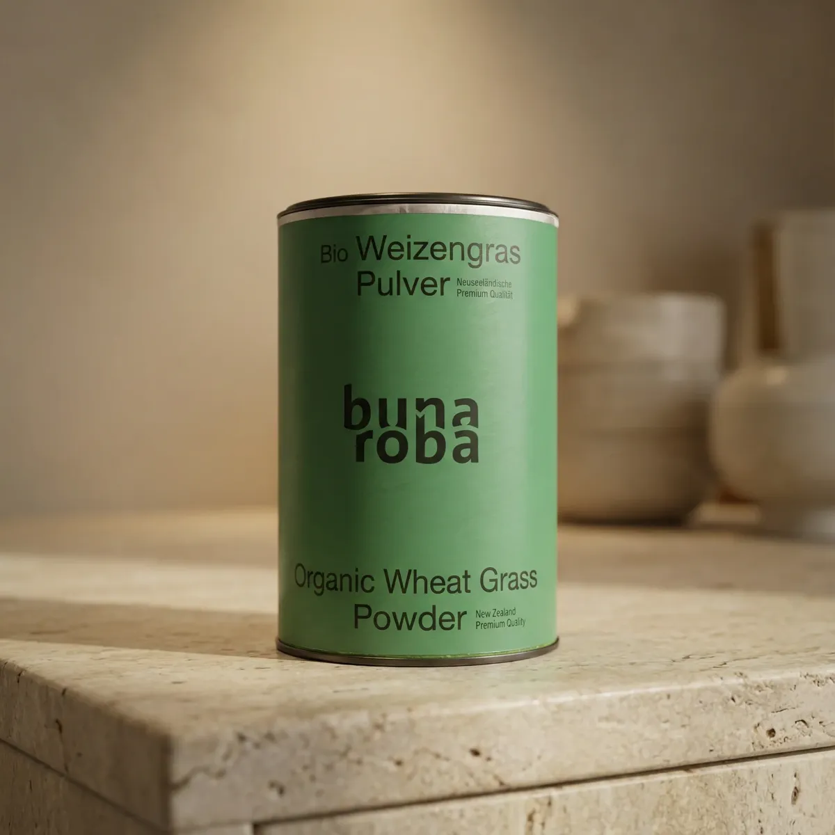 Erba di grano bio Bunaroba su pietra